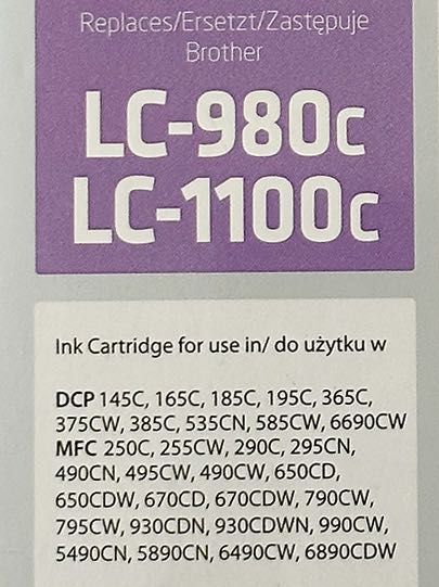 Tusz Brother LC-980C LC1100C - zamiennik