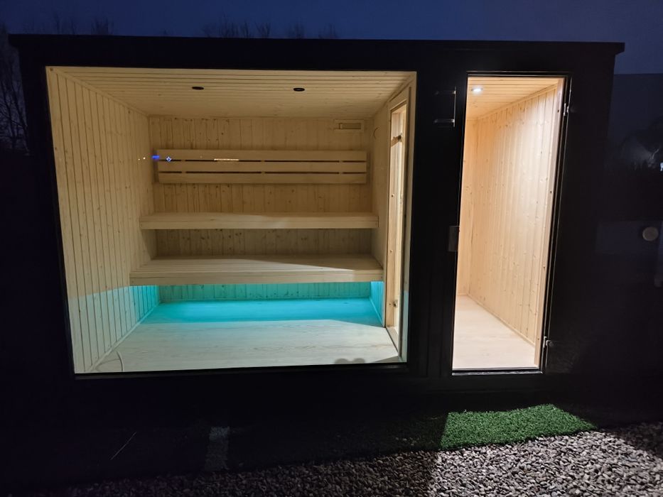 Sauna z przedsionkiem i oanoramą