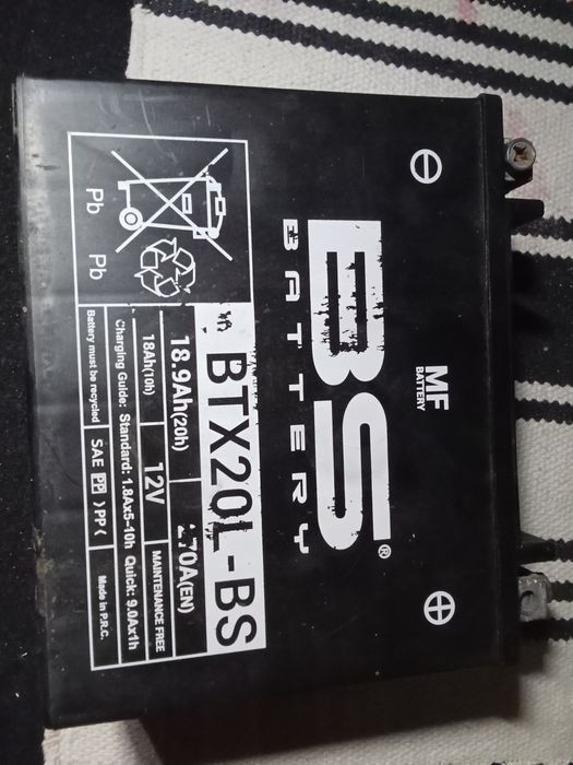 Bateria para mota 12 V
BS BATTERY, BTX20L-BS, 18.9Ah(20h), 270A(EN), 18Ah