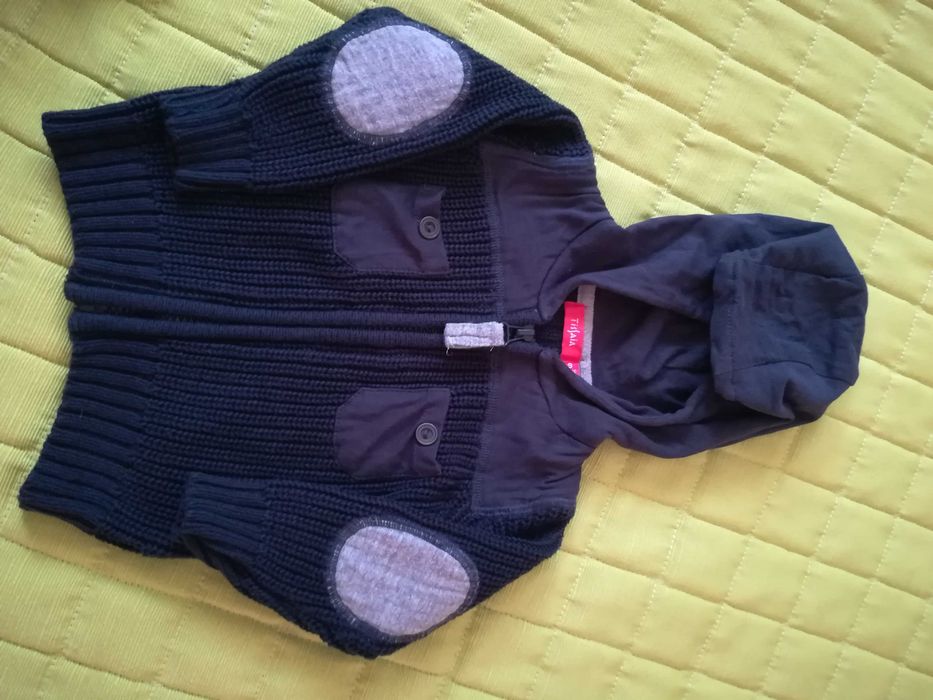 Casaco de malha azul escuro