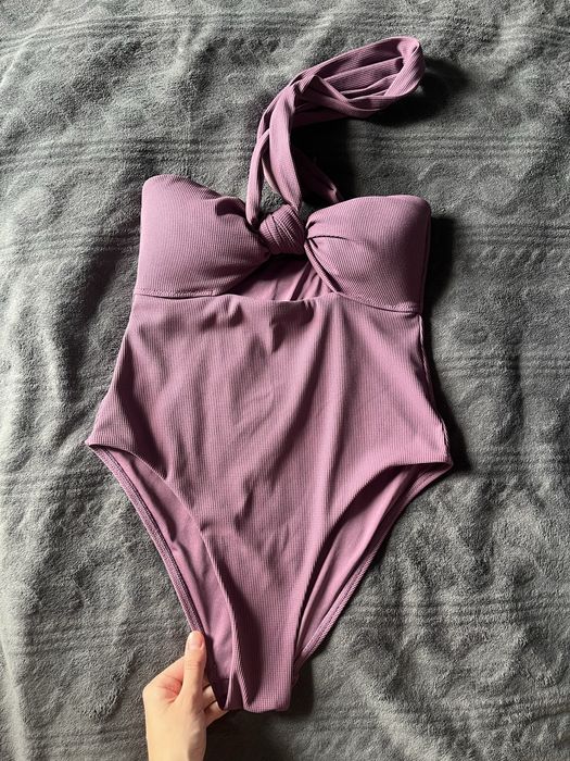 Купальник пляжний суцільний ліловий літній