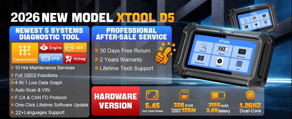 XTOOL D5 Tester Diagnostyczny CANFD Polski Bezpłatne Aktualizacje