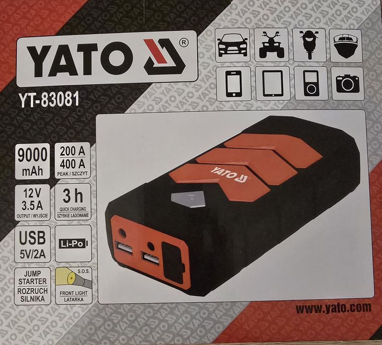 Yato urządzenierozruchowe/Power Bank 9000mAh YT-83081