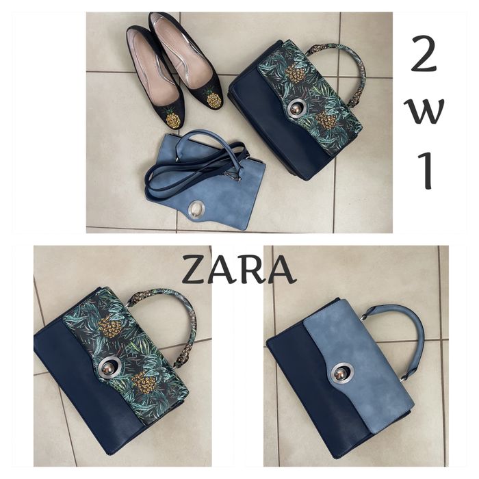 Zara torebka 2w1 wymienną klapa ananasy cyrkonie z długim paskiem