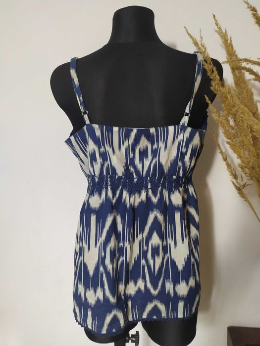 Bershka Bawełniana Niebieska bluzka na ramiączkach Hippie Boho 44 XXL