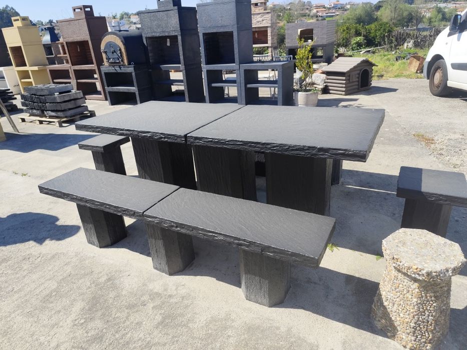 Mesas de barbecue com bancos, 120 x120