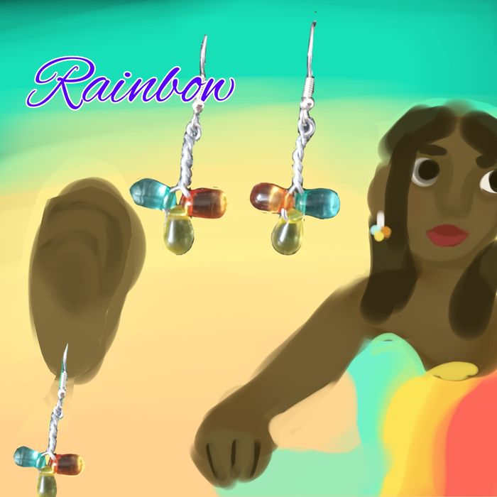 Brincos rainbow versão comprida