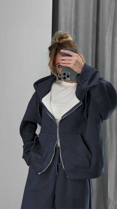 Теплий костюм Пеньє на флісі (зіп-худі + палаццо)