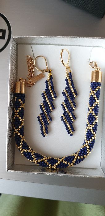 kolczyki i bransoletka z koralików toho