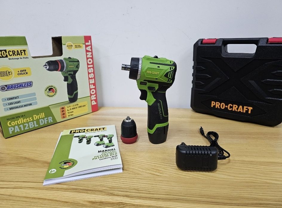Бесщеточный Легкий Мощный Шуруповерт ProCraft 12V Съёмный патрон