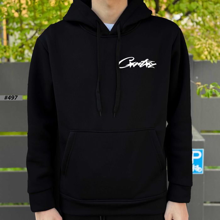 Черное Худи Corteiz x Supreme — Толстовка Кортез Большой Принт Суприм Колоборация — XS S M L XL