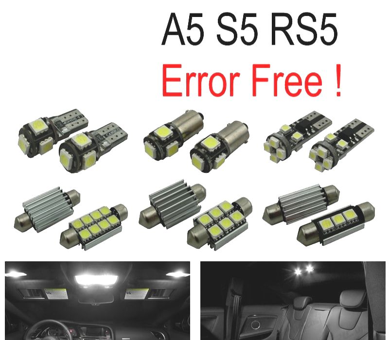 KIT COMPLETO 16 LAMPADAS LED INTERIOR PARA AUDI A5 S5 RS5 B8 08-15