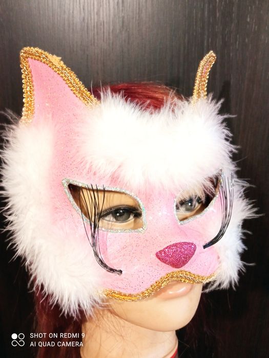 Маска, розовая кошка, белый лебедь, , карнавал, косплей