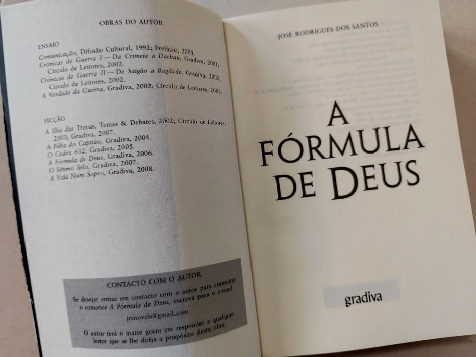Livro A Formula de Deus de José Rodrigues dos  Santos