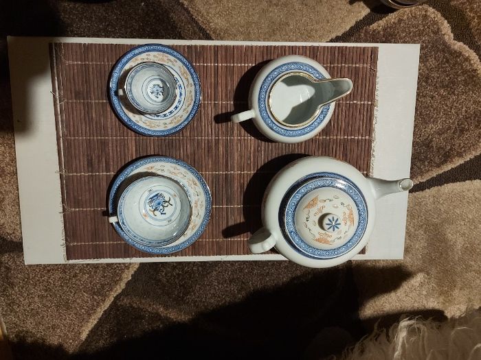 Zestaw chińskiej porcelany z ryżem (PRL)