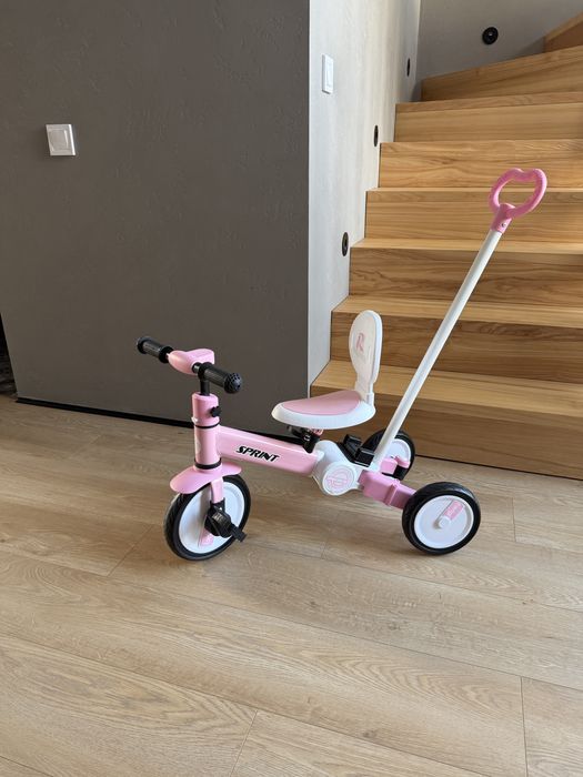 Детский велосипед трехколесный PU Розовый (PB114Рожевий)