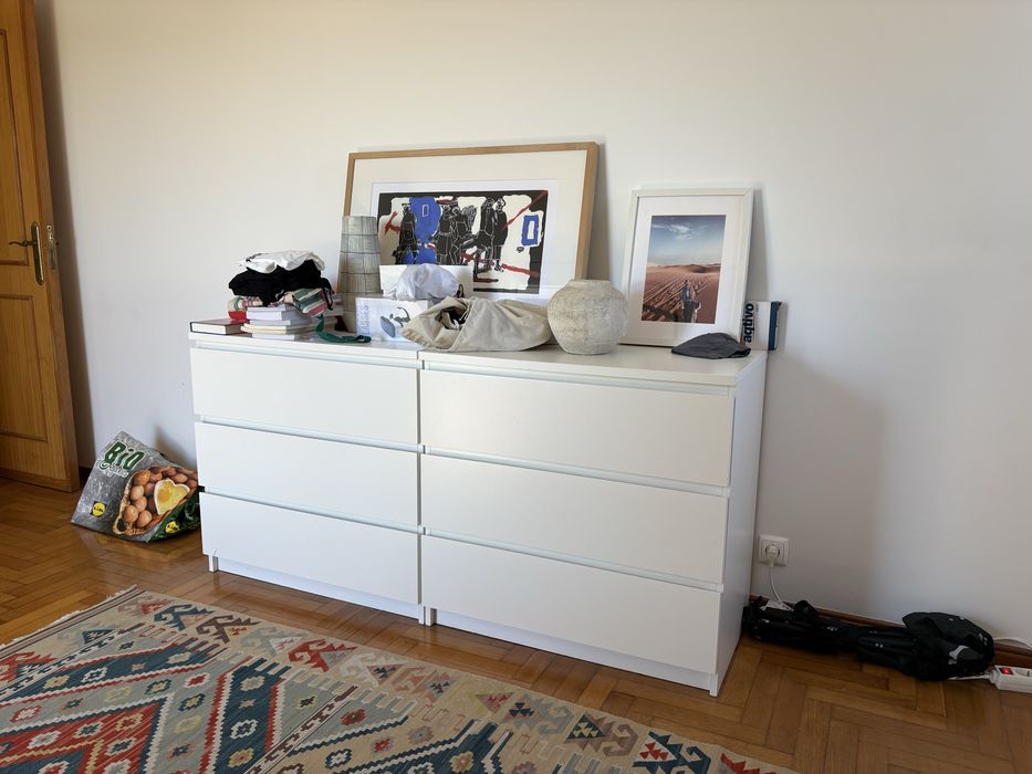 2 cómodas MALM ikea com 3 gavetas 80x78