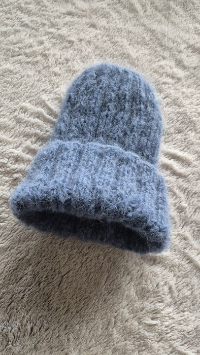 Wełniana czapka alpaka i wełna merino dżinsowa
