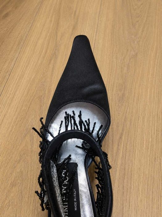 Sapatos Pretos com Franjas e Salto Alto (Made in Italy) - Roccobarocco