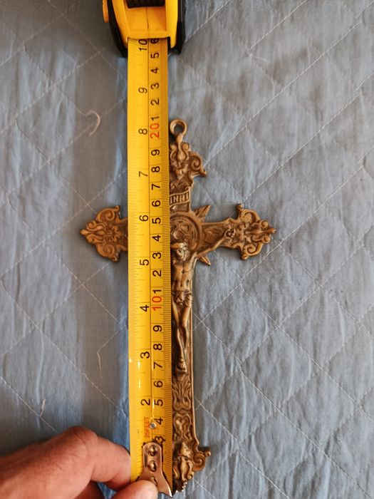 Crucifixo Vintage em Latão - Cerca 20cm Altura
