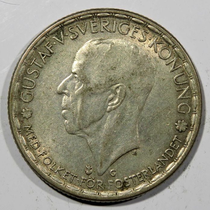 Suécia - 1 Krona - Gustaf V 1943 / Bela - PRATA