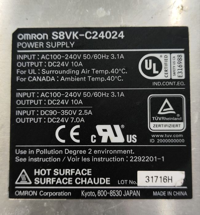 Блок питания Omron 220в - 24в 10а