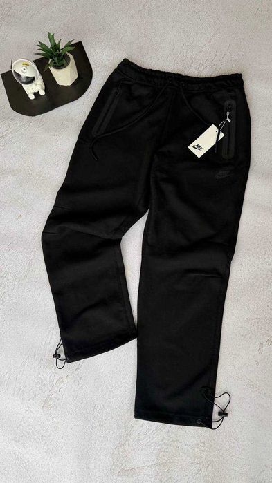 Спортивні штани Nike Tech Fleece прямі, сірі/чорні (S-XL)