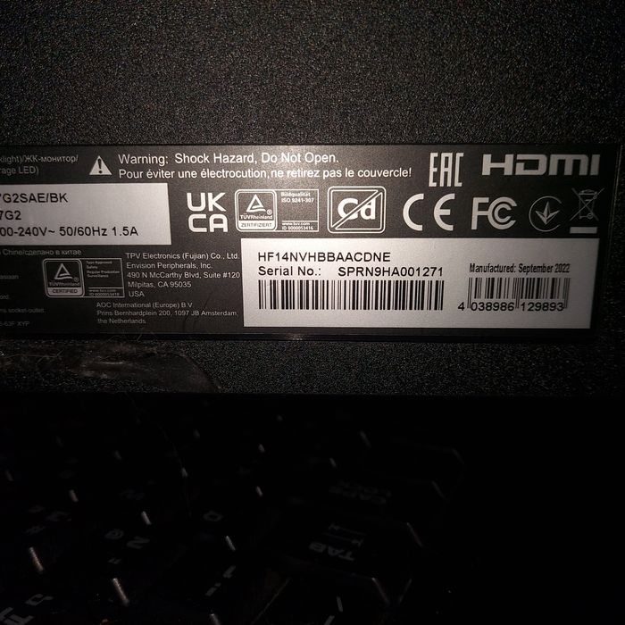 Monitor AOC 165HZ 27 Polegadas