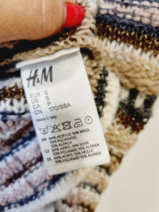 Sweter pleciony w paski 36 H&M bluzka moda zima fashion must have