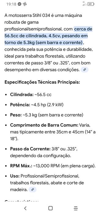 Motosserra Stihl 034