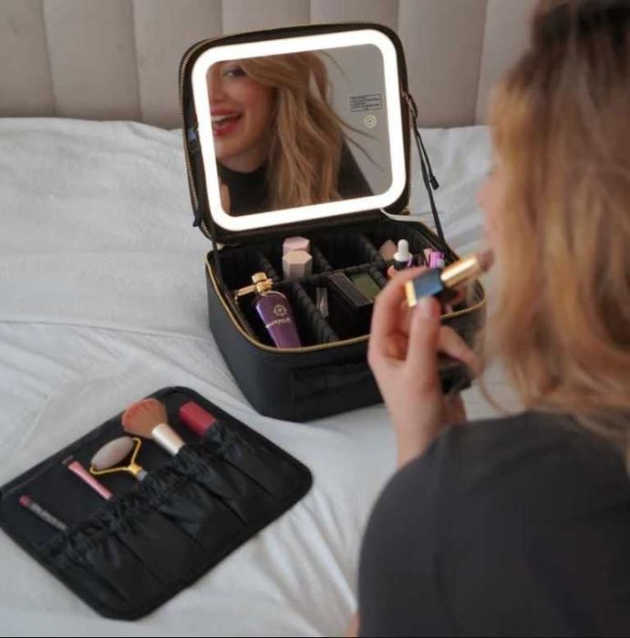 Косметичка-органайзер чемоданчик с LED зеркалом бьютіКейс жіноча сумка