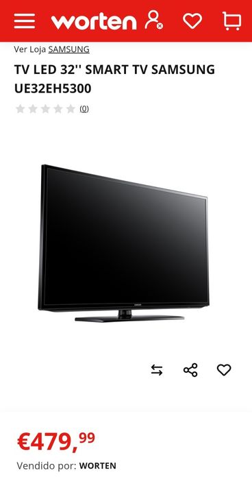 Samsung Smart TV LED 32" Full HD – UE32EH5300W com comando