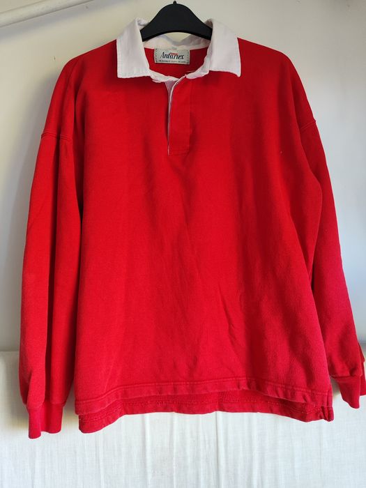 Czerwona bluza polo, M, unisex vintage