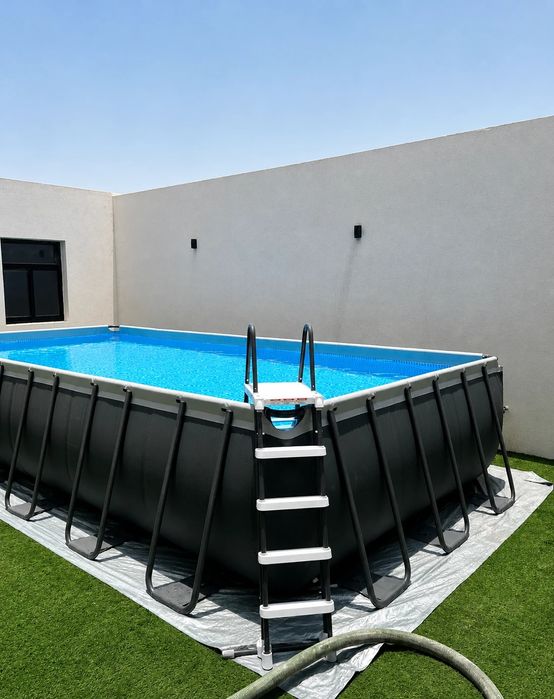 Каркасний басейн Intex 26364 / 26368 (732×366×132) з піщаним насосом ULTRA XTR Rectangular Frame Pool 7 м великий прямокутний