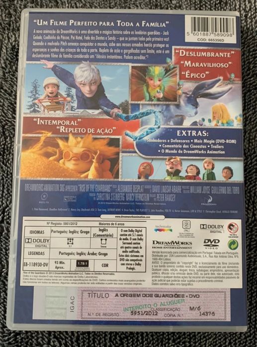 DVD origem dos guardiões