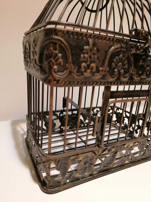 Gaiola para pássaros de arame de ferro rústica vintage