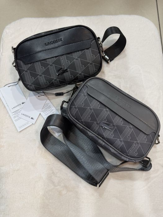 Сумка через плече Lacoste (чорна / сіра)