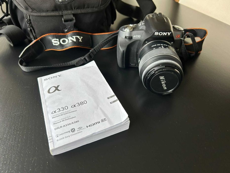 Máquina Fotográfica Sony X330 + lente Nikon + Bolsa Lowepro