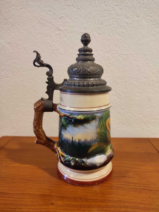 Kufel piwny myśliwski 0,5 l, 23 cm, dno z ilustracją.