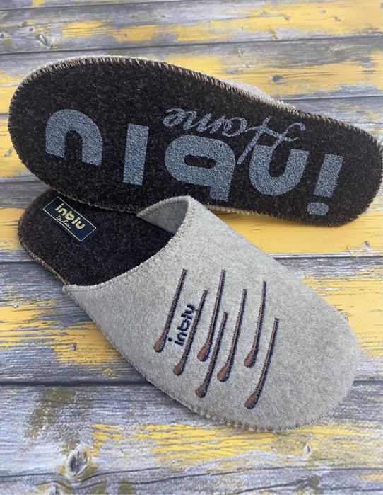 Капці чоловічі повстяні Inblu,бежеві и сині Тихий ход.