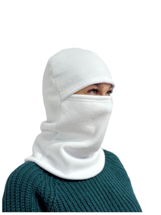 Балаклава баф 2в1 флісова жіноча біла чорна, флис женская белая черная