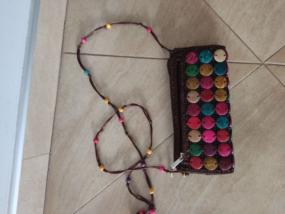 Etniczna kolorowa torebka na ramię na suwak