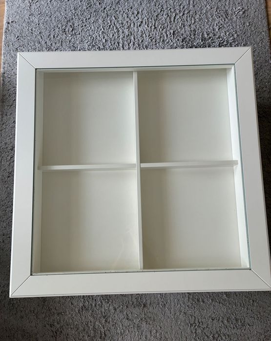 Stolik kawowy z szybą, biały drewniany Ikea liatorp