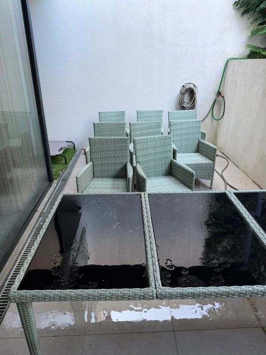 Conjunto jardim mesa e 8 cadeiras