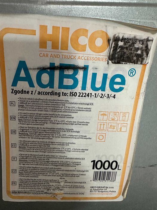 Sprzedam płyn AdBlue w pojemnikach IBC, Mauser 1000 L