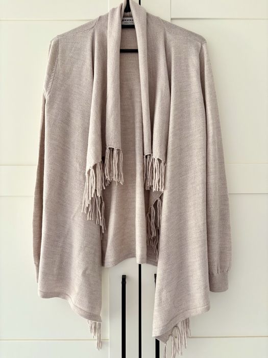 Piekny kardigan damski z freszlami r. 36/S 100% merino wool