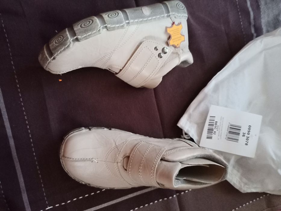 Skórzane półbuty bon prix 36 wkładka 23 cm nowe lekko ocieplane szare