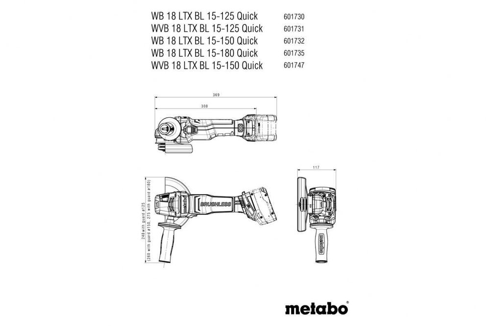 Akum Szlifierka Kątowa Metabo WVB 18 LTX BL 11-125 Quick 2x5,5Ah
