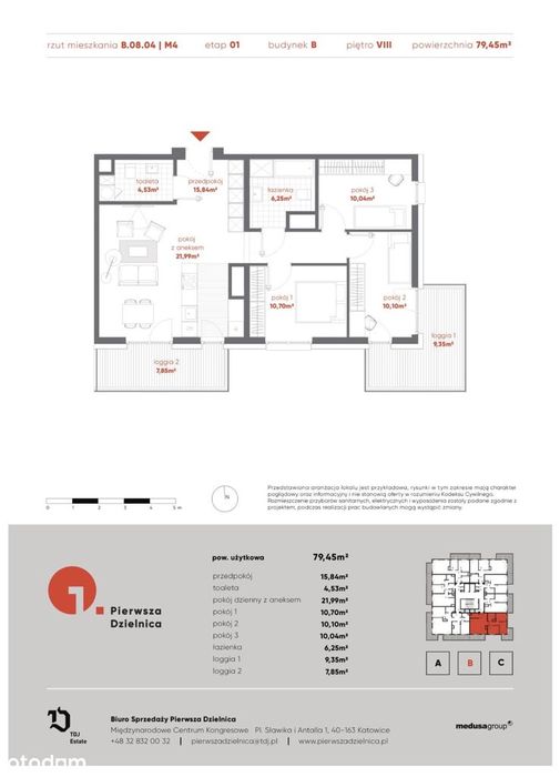 Panorama Strefy Kultury | 79 m²+ komórka lok. | 2 loggie | 1.Dzielnica