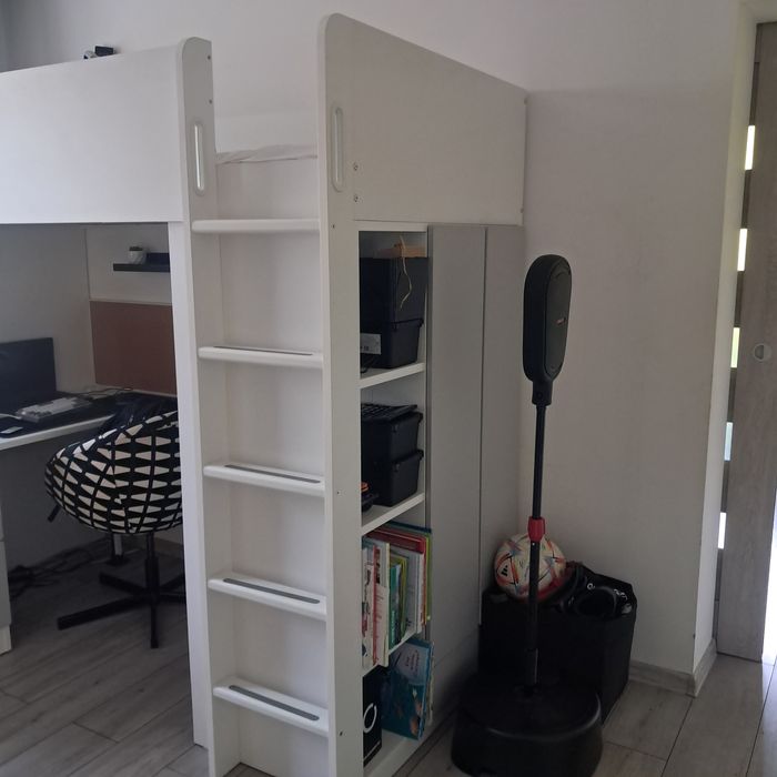 IKEA Łóżko na antresoli z szafą i biurkiem Ikea smastad
